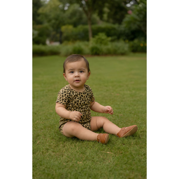 Leopard Luxe Beige & Black Baby Romper