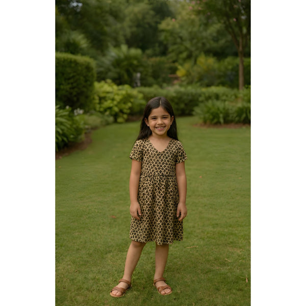 Leopard Luxe Beige & Black Girl Kid Dress