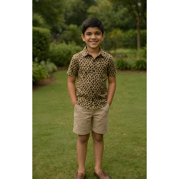 Leopard Luxe Beige & Black Boy Kid Shirt