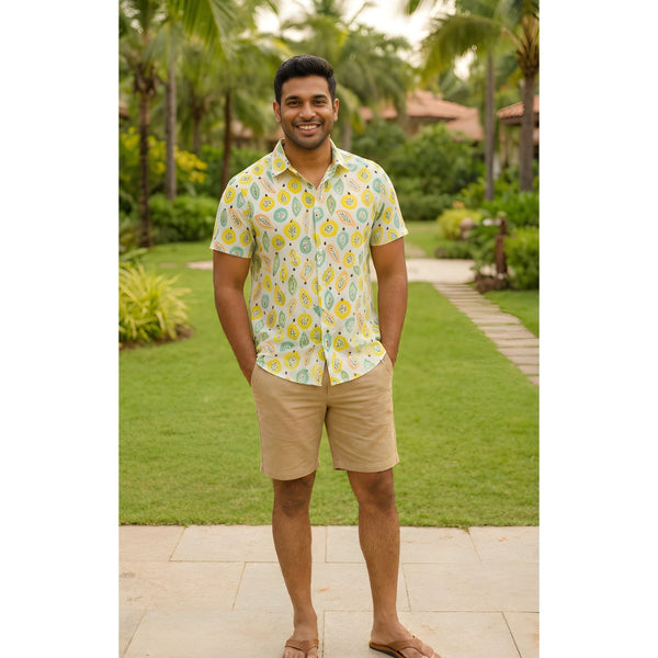 Tropical Fruit Fiesta Yellow Dad Shirt