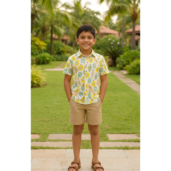 Tropical Fruit Fiesta Yellow Boy kid Shirt
