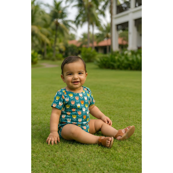 Floral Motif Baby Romper