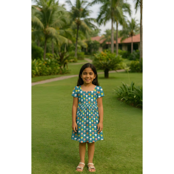 Floral Motif Girl Kid Dress