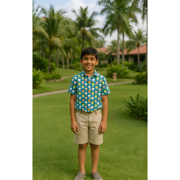 Floral Motif Boy Kid Shirt