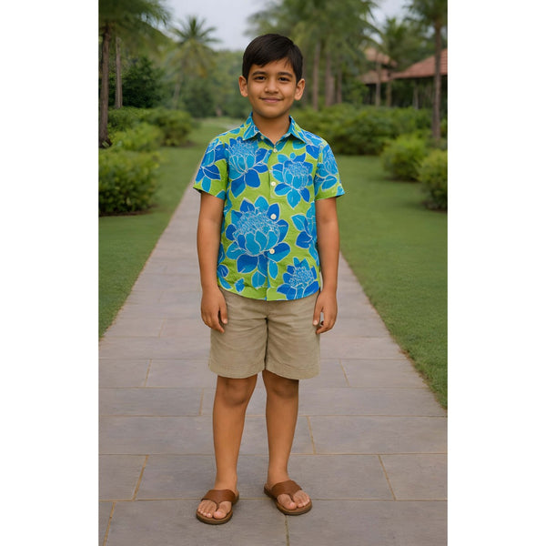Blue Lotus Bloom  Boy Kid Shirt