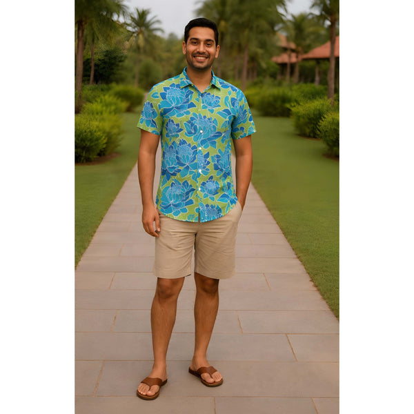 Blue Lotus Bloom Dad Shirt