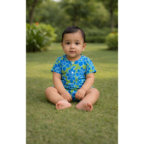 Blue Lotus Bloom Baby Romper