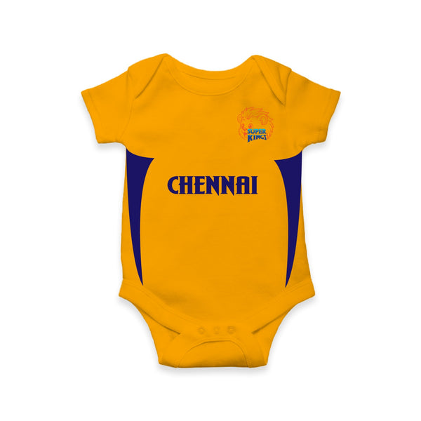 Bold Yellow Cricket Inspired Baby Romper | Custom Little Champion Outfit