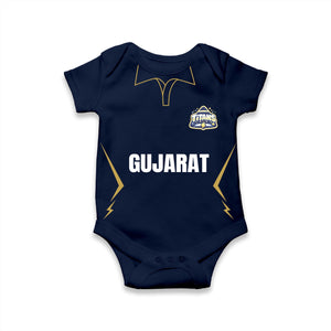Navy Blue Cricket Theme Baby Romper | Soft Cotton Little Champs Outfit