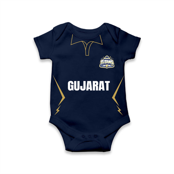 Navy Blue Cricket Theme Baby Romper | Soft Cotton Little Champs Outfit