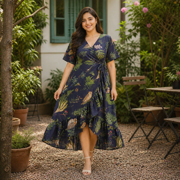 Midnight Garden Botanical Maternity Dress