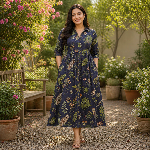 Midnight Garden Botanical Maternity Dress