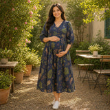 Midnight Garden Botanical Maternity Dress