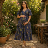 Midnight Garden Botanical Maternity Dress