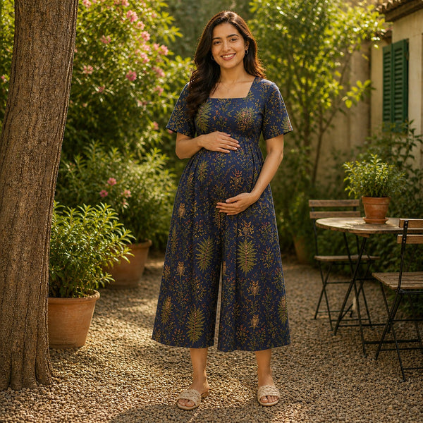 Midnight Garden Botanical Maternity Dress