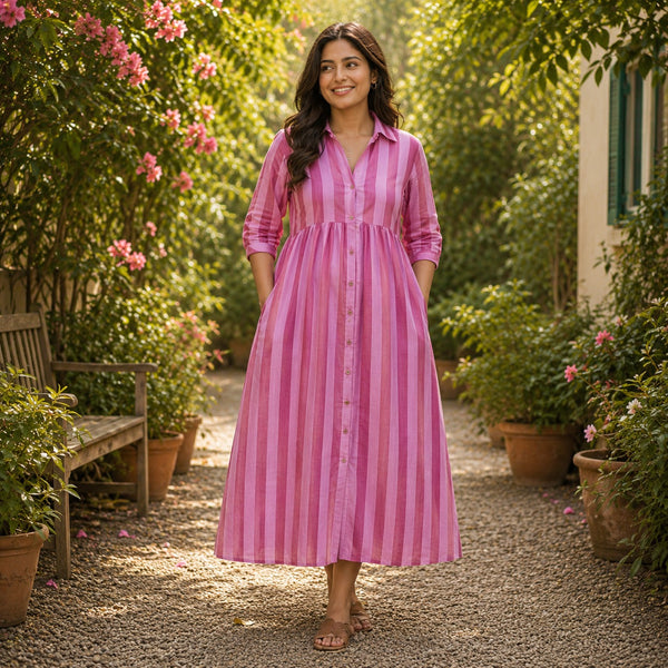Rosy Pink Stripe Maternity Wear Collection