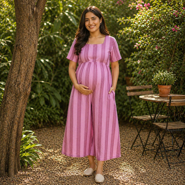 Rosy Pink Stripe Maternity Wear Collection