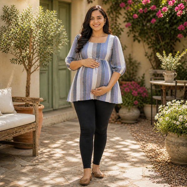 Powder Blue Stripe Maternity Collection