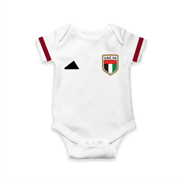 UAE National Football Team Inspired Baby Romper – White & Red Fan Bodysuit
