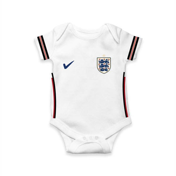 England Football Team Inspired Baby Romper – Classic White Matchday Bodysuit