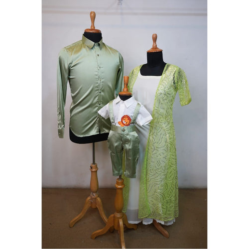 Sage Green Family Combo - Dad, Mom And Boy Kid