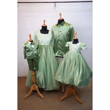 Sage Green Family Matching Party Wear Collection-Dad, Mom,Boy Kid And Girl Kid