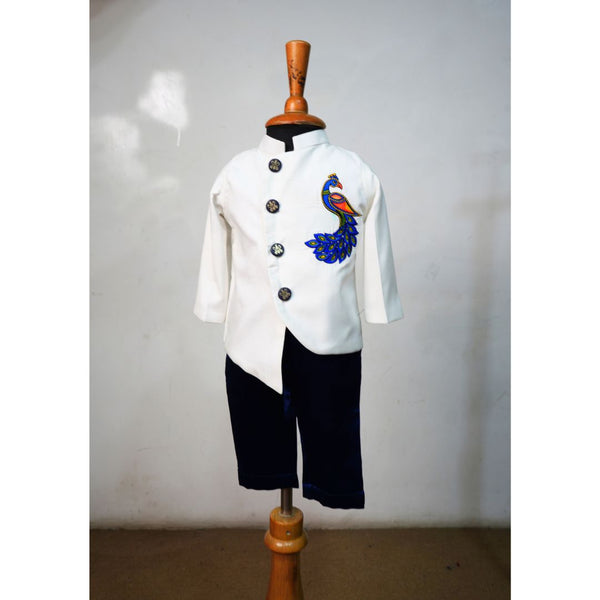 Peacock Embroidered Bandhgala Set - Boy kid