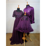 Purple Wine Family Combo Suit - Dad, Mom,Girl Kid