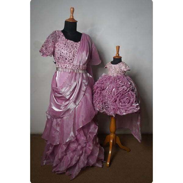 Blush Pink Mother & Daughter Matching Gown Set