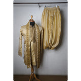 Royal Gold Embroidered Sherwani Set- Muhurtham Shirt