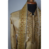 Royal Gold Embroidered Sherwani Set- Muhurtham Shirt