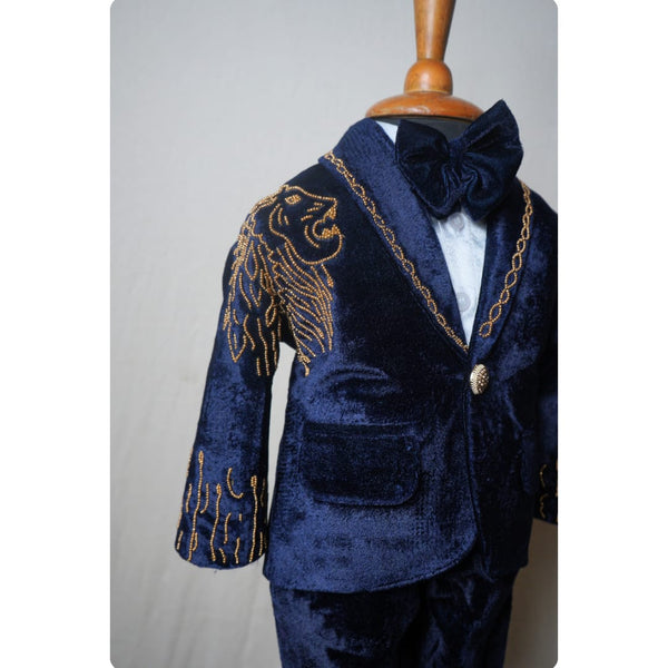 Royal Cascade Embroidered Velvet Suit Set - Boy Kid