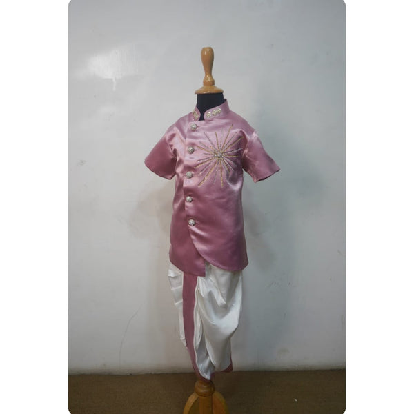 Blush Pink Kids Festive Combo Set -Mom, BoyKid And Girl Kid