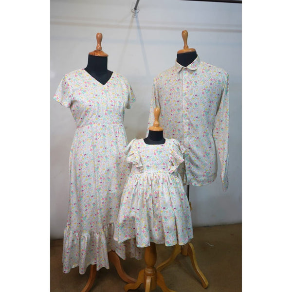 Pastel Floral Family Combo - Dad, Mom,Girl Kid
