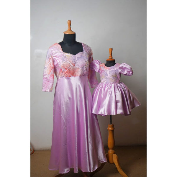Matching Lavender Party Wear-Mom And Daughter Combo