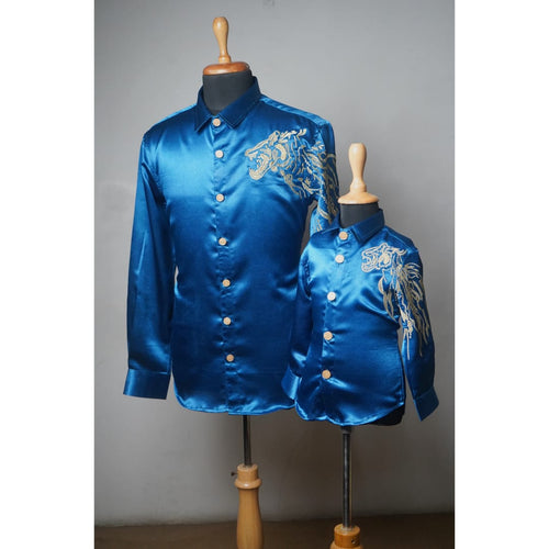 Premium Royal Blue Embroidered Shirt Collection