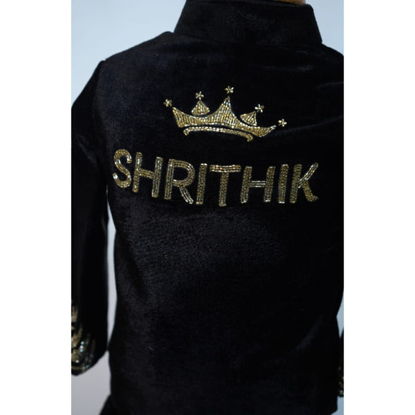 Royal Lion Embroidered Velvet Suit Set - Boy Kid