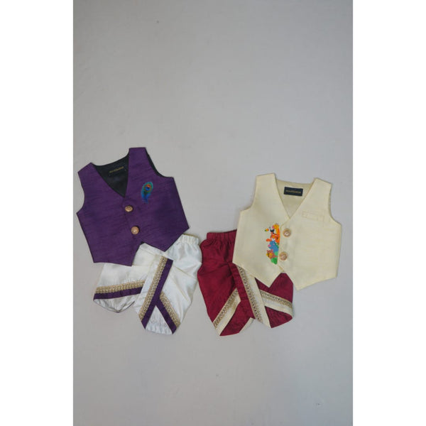 Peacock Feather & Safari Waistcoat Dhoti Sets -Boy kid