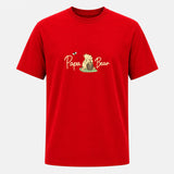 Personalized Bear Family Matching Black T-Shirt Set for Dad, Mom & Baby Red