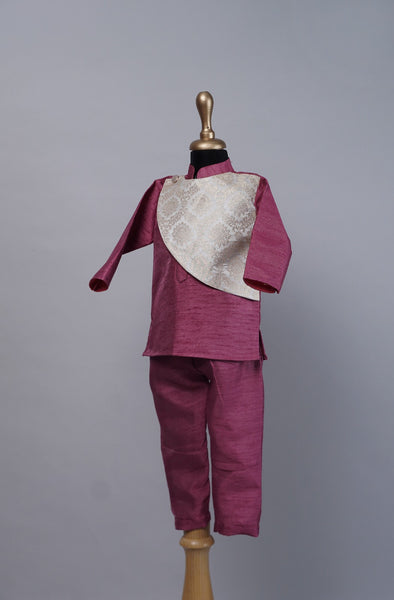 Damask Overlay Kurta Set -  Boy Kid