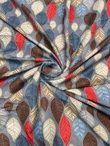 Autumn Leaf Print Cotton Long Top for Women