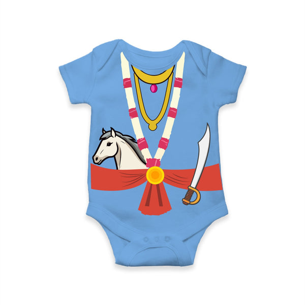 Little Kalki Avatar Onesie | Divine Warrior of the Future with Sword & Horse Motif