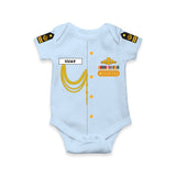 Personalized Navy Officer Baby Romper | Cute Navy Uniform Design with Name, Medals And Shoulder Epaulettes