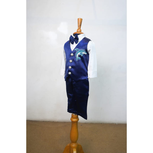 Royal Blue Dolphin Family Party Wear Collection-Dad,Mom,And Kid