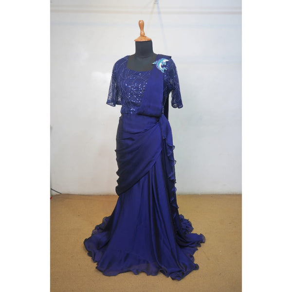 Royal Blue Dolphin Family Party Wear Collection-Dad,Mom,And Kid