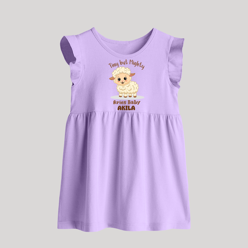 Tiny But Mighty Aries Baby Frock | Personalized Aries Baby Frock for Your Little One - LILAC - 0 - 3 Months Old (Chest 17")
