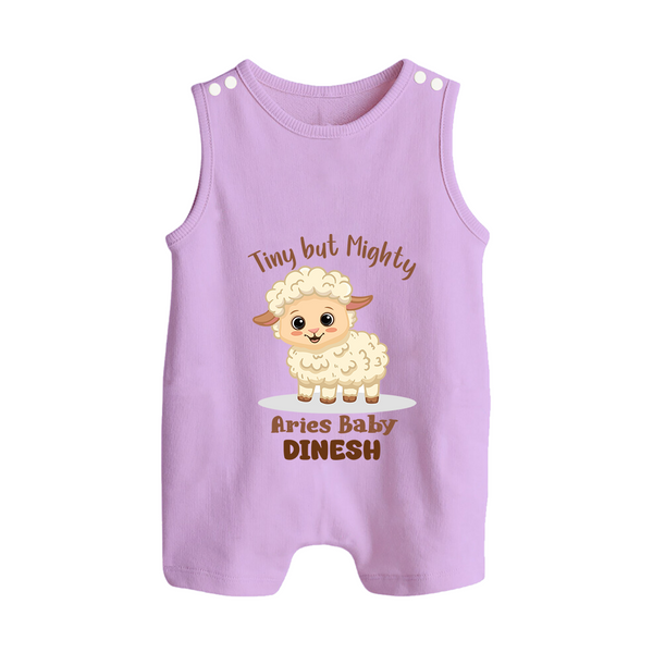Tiny But Mighty Aries Baby Romper Suit / Sleeveless Romper | Personalized Aries Romper Suit / Sleeveless Romper for Your Little One - LILAC - 0 - 5 Months Old (Chest 18")