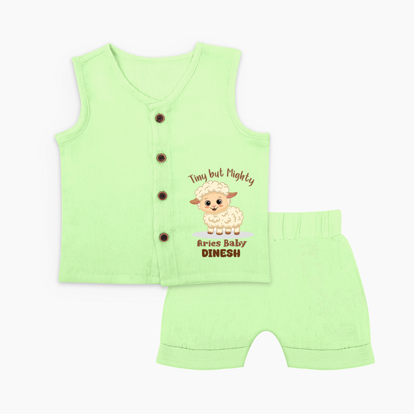 Tiny But Mighty Aries Baby Jabla Set | Personalized Aries Jabla Set for Your Little One - PASTEL GREEN - 0 - 3 Months Old (Chest 9.8")