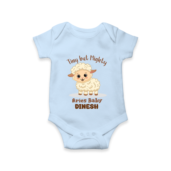 Tiny But Mighty Aries Baby Romper / Onesie | Personalized Aries Romper / Onesie for Your Little One - BABY BLUE - New Born (Chest 14")