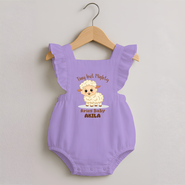 Tiny But Mighty Aries Baby Romper Frock | Personalized Aries Romper Frock for Your Little One - LILAC - 0 - 3 Months Old (Chest 19")